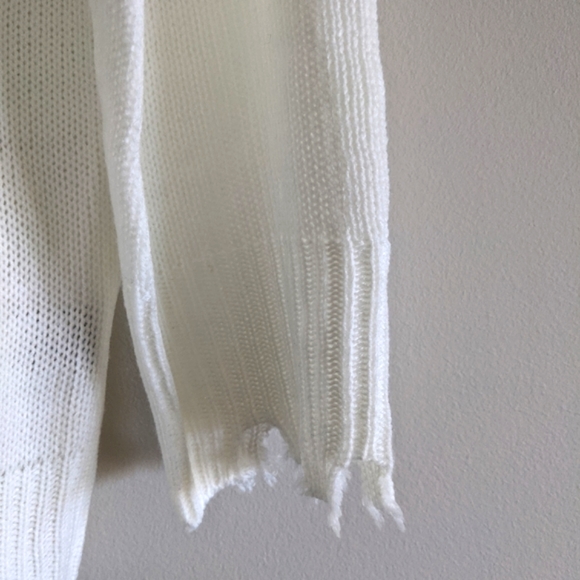 NWT Pearl Beaded Distressed Cardigan, white, small - Picture 8 of 12